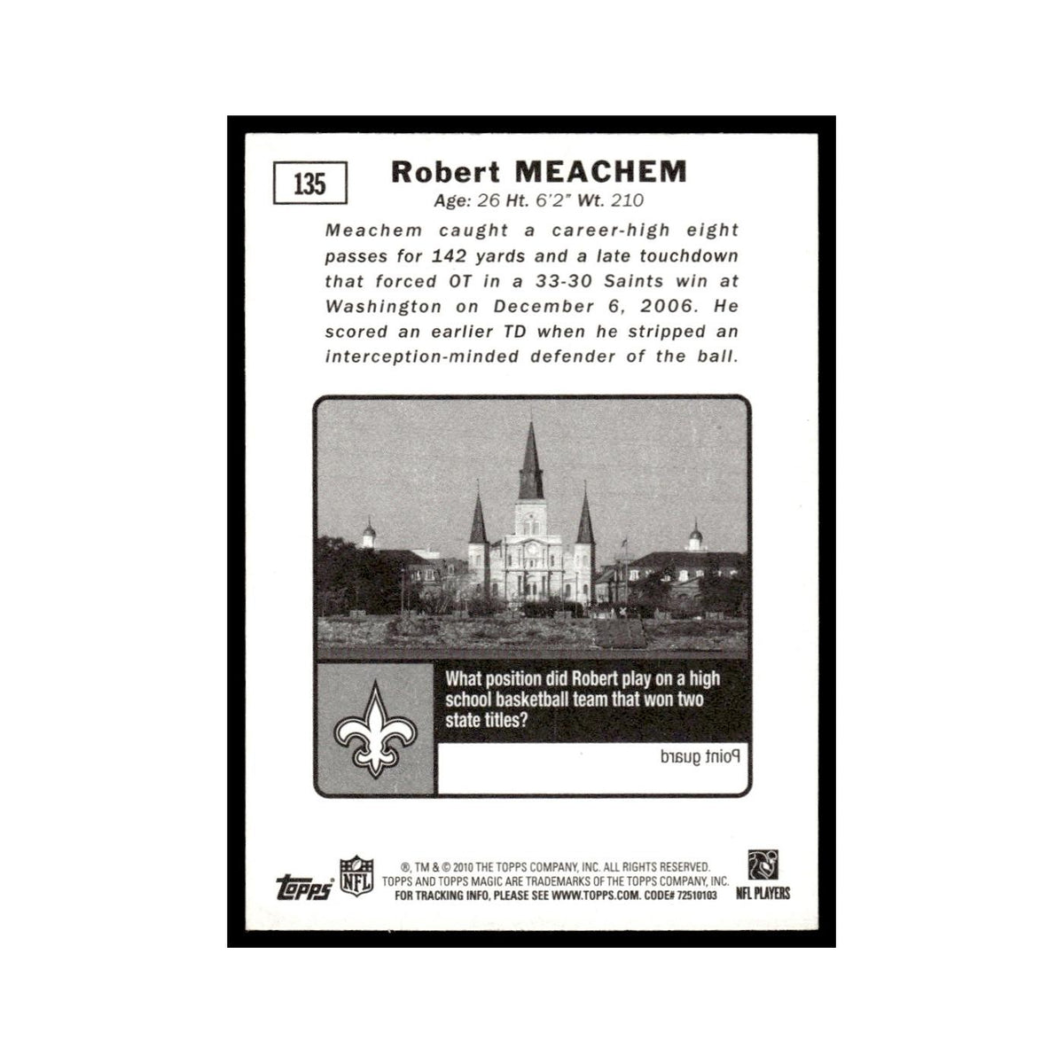2010 Topps Magic Robert Meachem Saints #135
