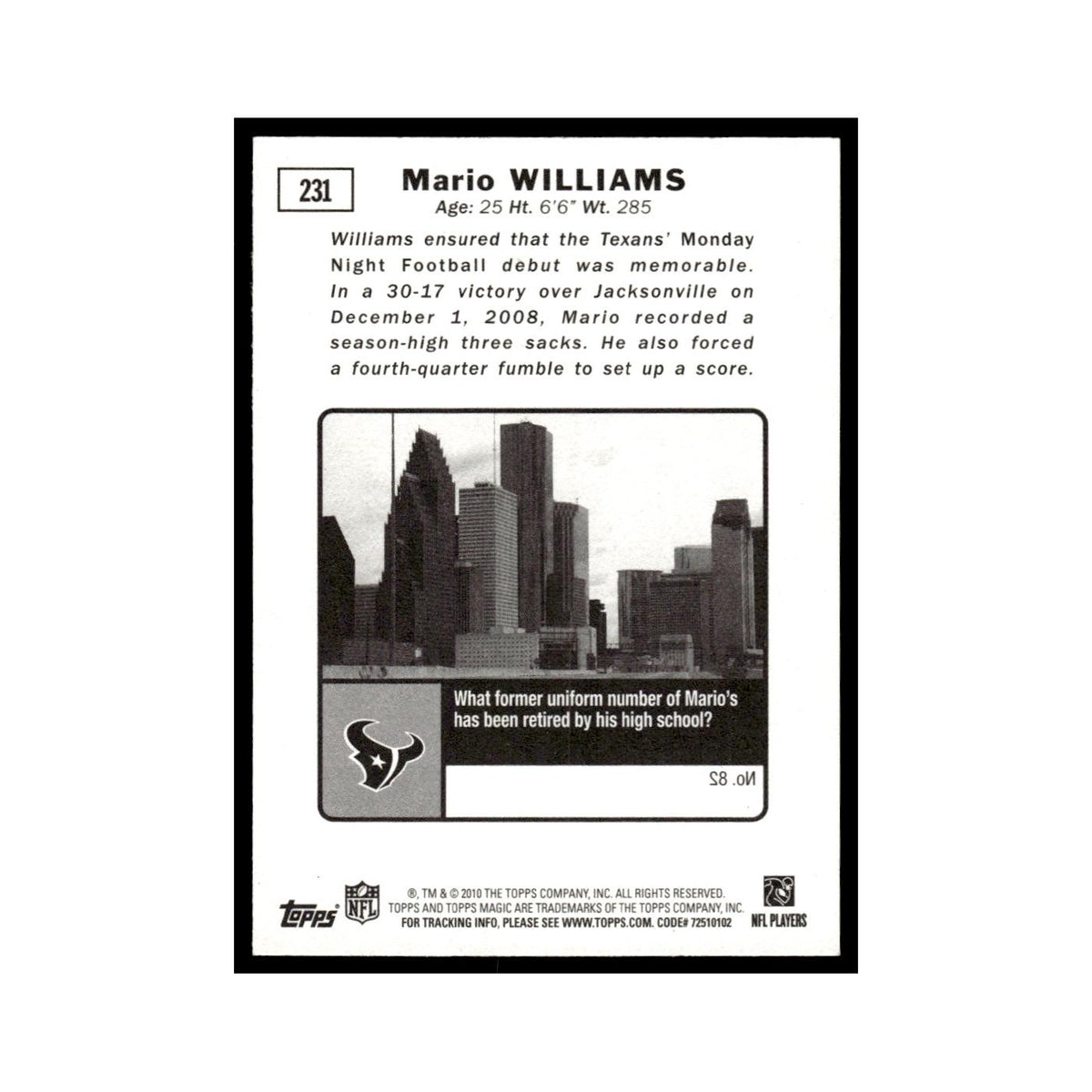 2010 Topps Magic Mario Williams Texans #231