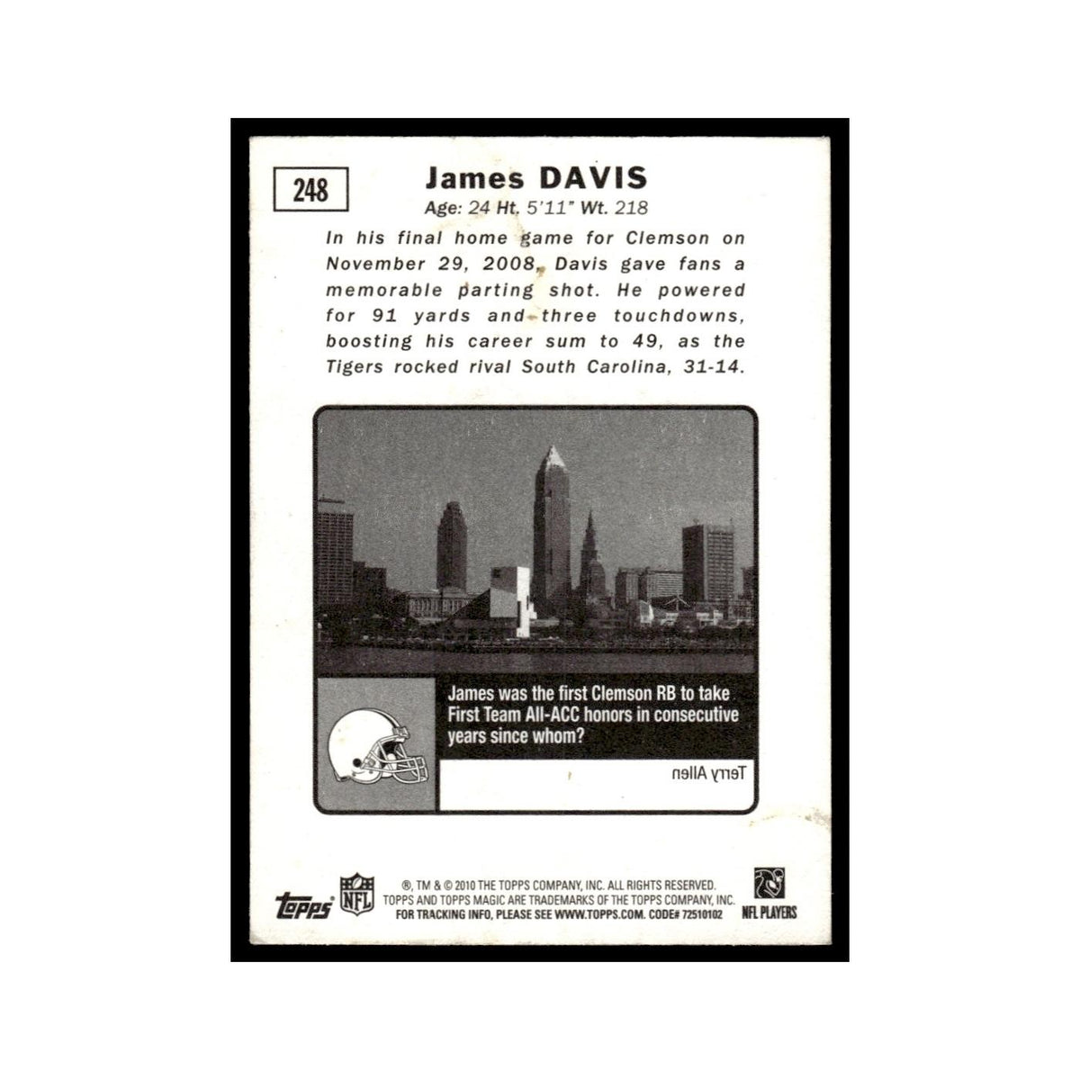 2010 Topps Magic James Davis Browns #248