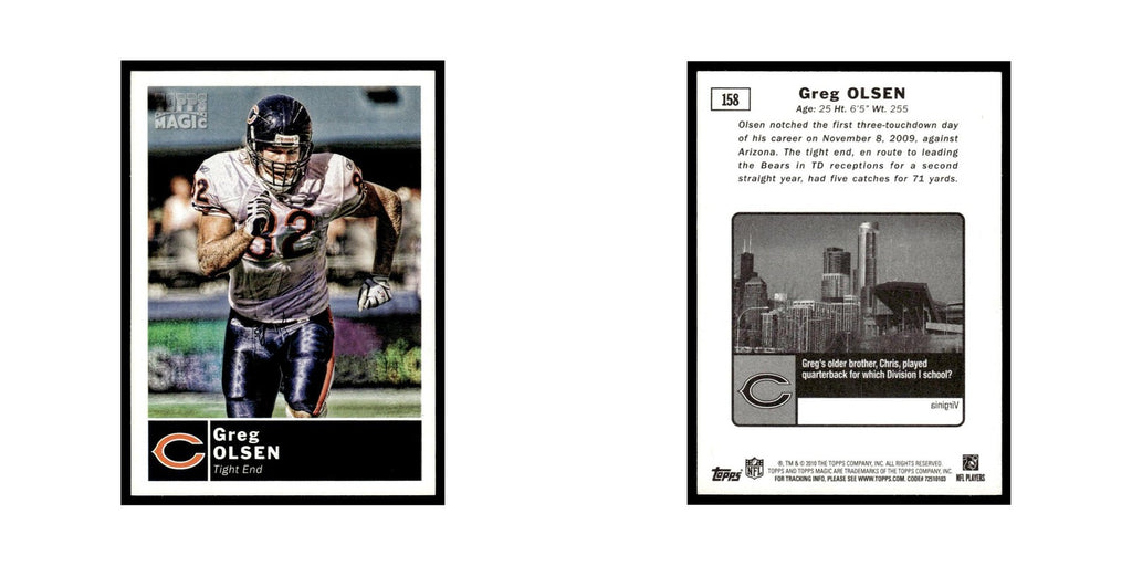 2010 Topps Magic Greg Olsen Bears #158