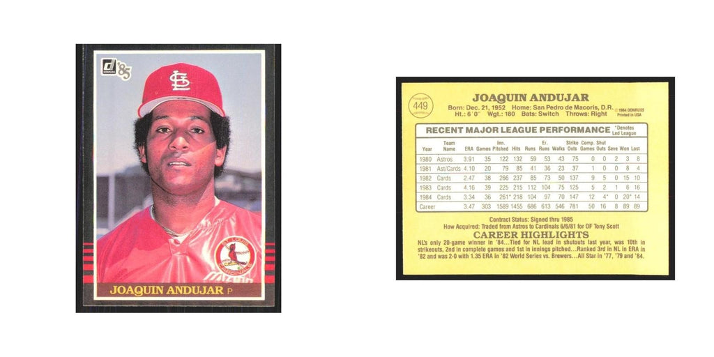 1985 Donruss Joaquin Andujar Cardinals #449
