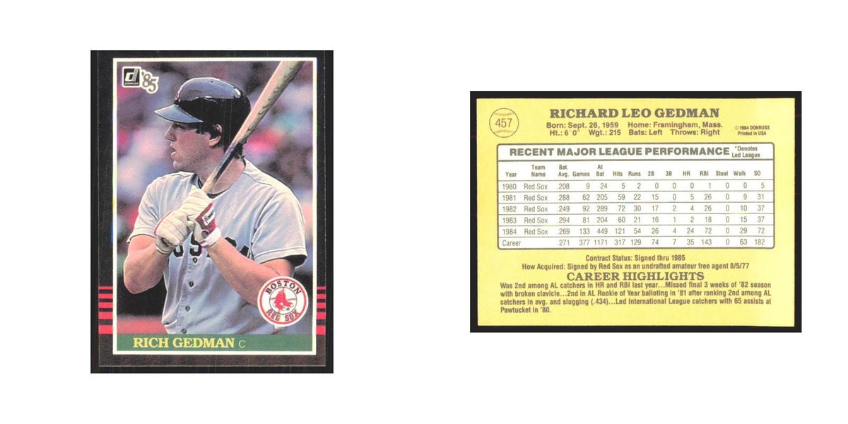 1985 Donruss Rich Gedman Red Sox #457