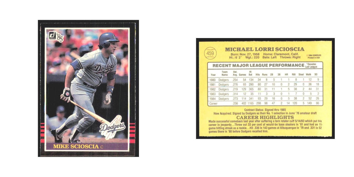 1985 Donruss Mike Scioscia Dodgers #459