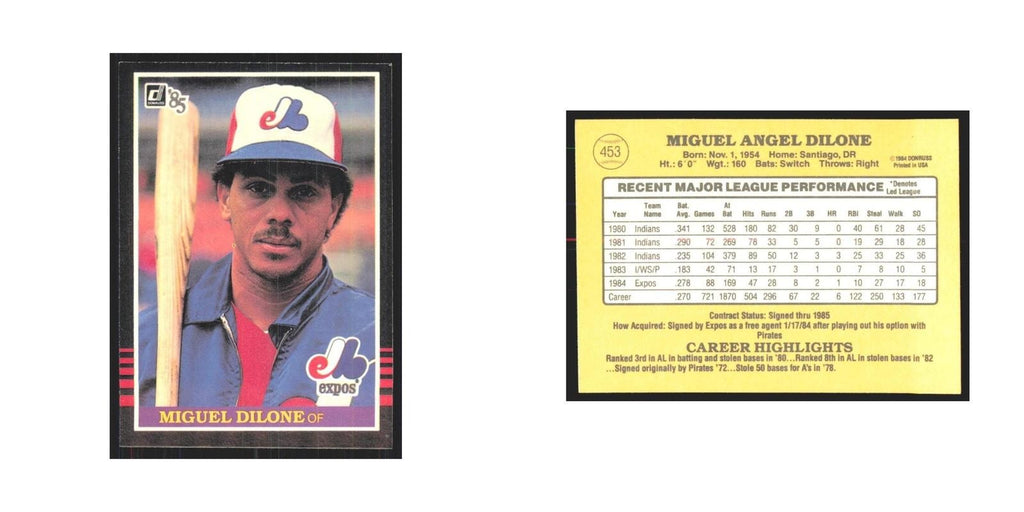 1985 Donruss Miguel Dilone Montreal Expos #453
