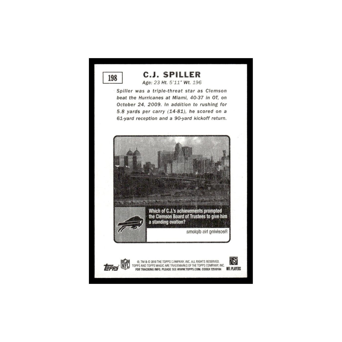 2010 Topps Magic Mini C.J. Spiller RC Bills #198