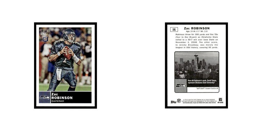 2010 Topps Magic Mini Zac Robinson RC Seahawks #191