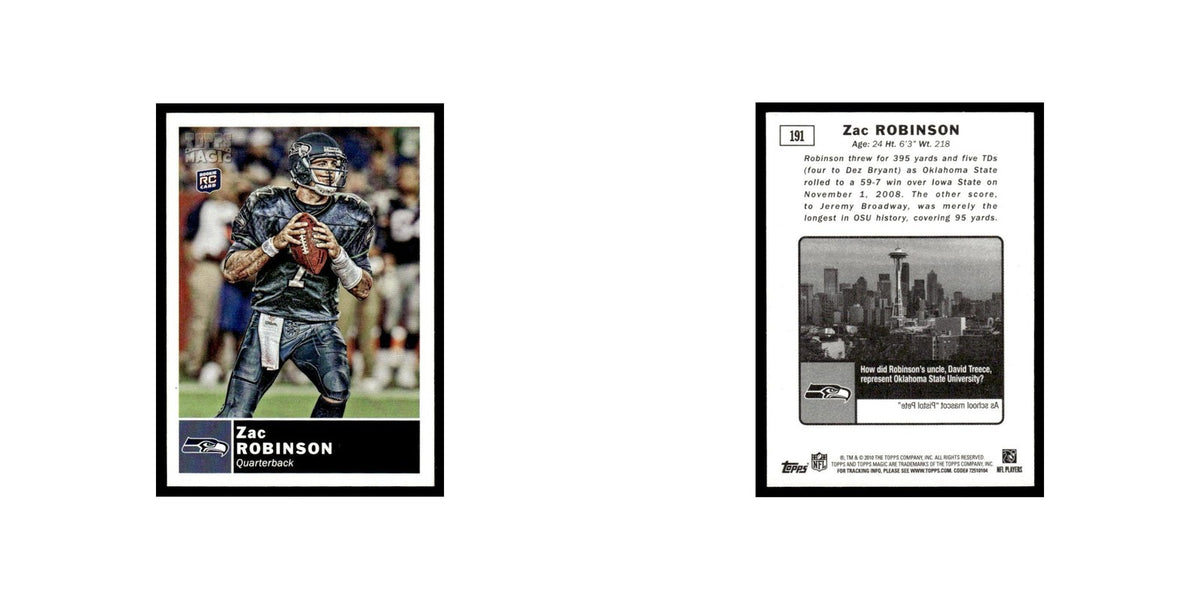2010 Topps Magic Mini Zac Robinson RC Seahawks #191
