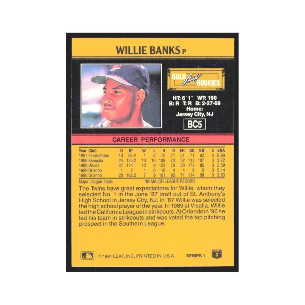 1991 Leaf Willie Banks RC Twins #BC5