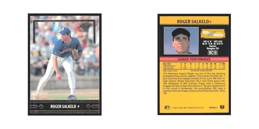 1991 Leaf Roger Salkeld RC Mariners #BC19