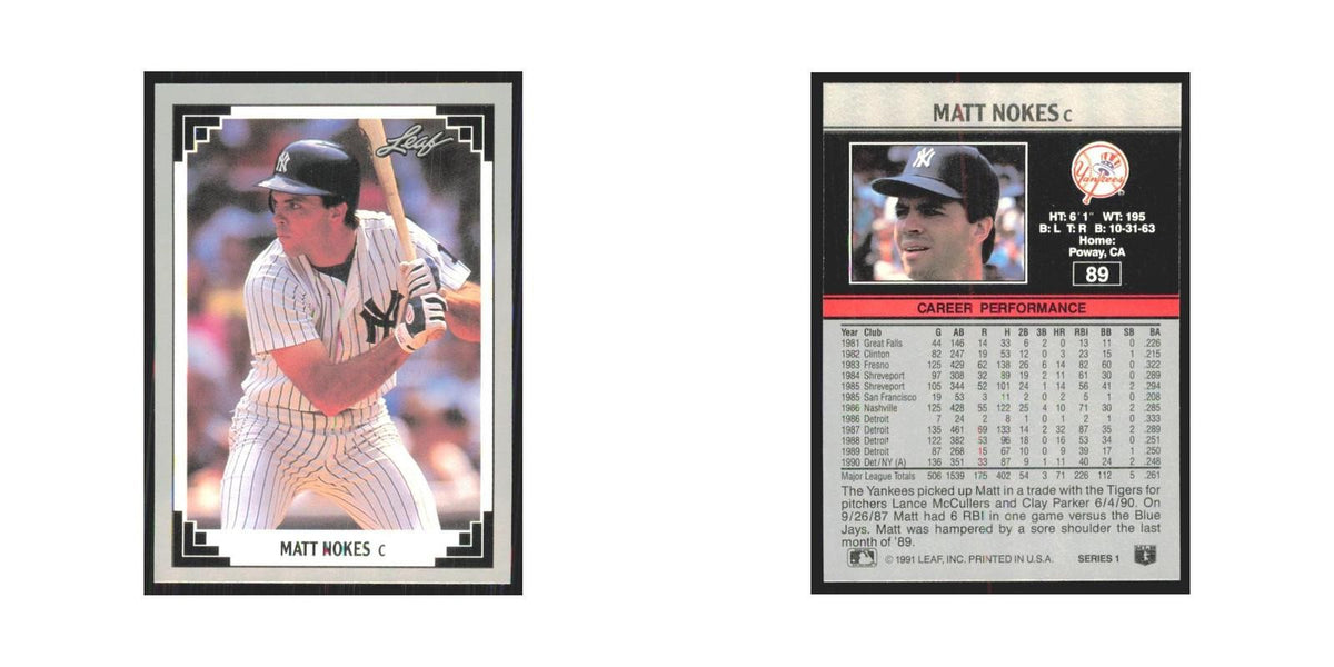 1991 Leaf Matt Nokes Yankees #89