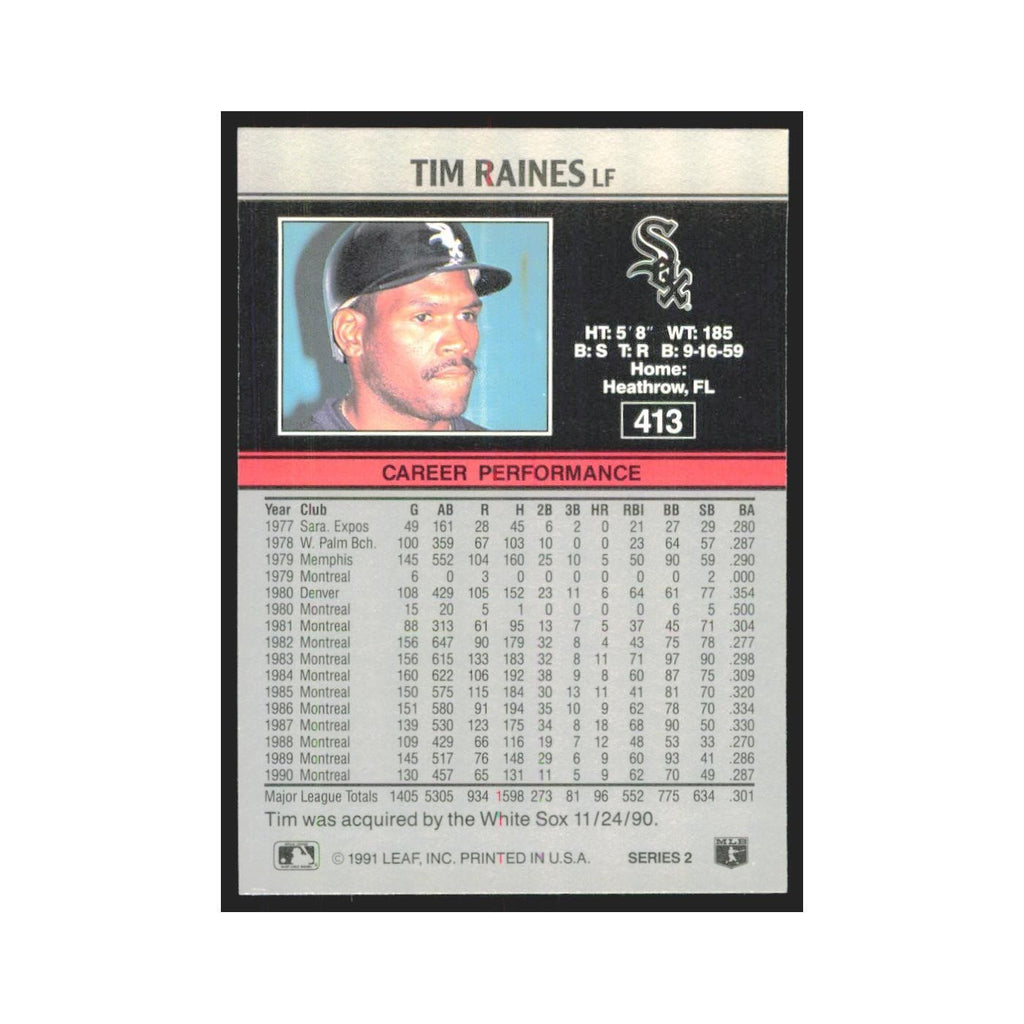 1991 Leaf Tim Raines White Sox #413
