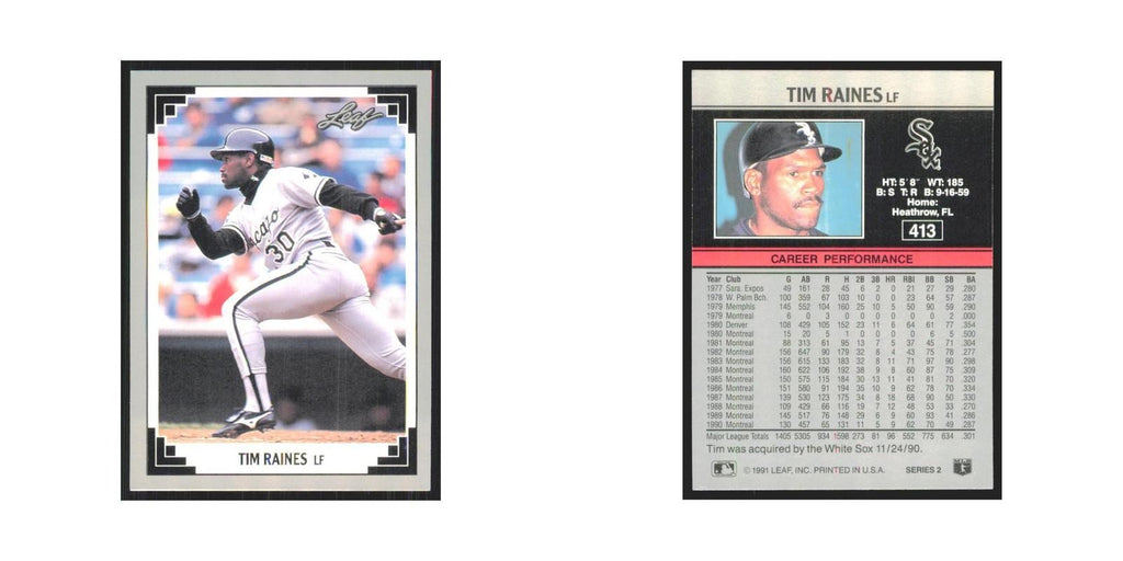 1991 Leaf Tim Raines White Sox #413
