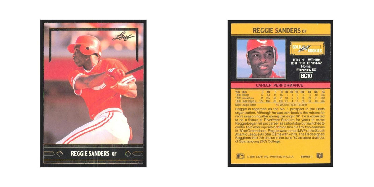 1991 Leaf Reggie Sanders RC Reds #BC10