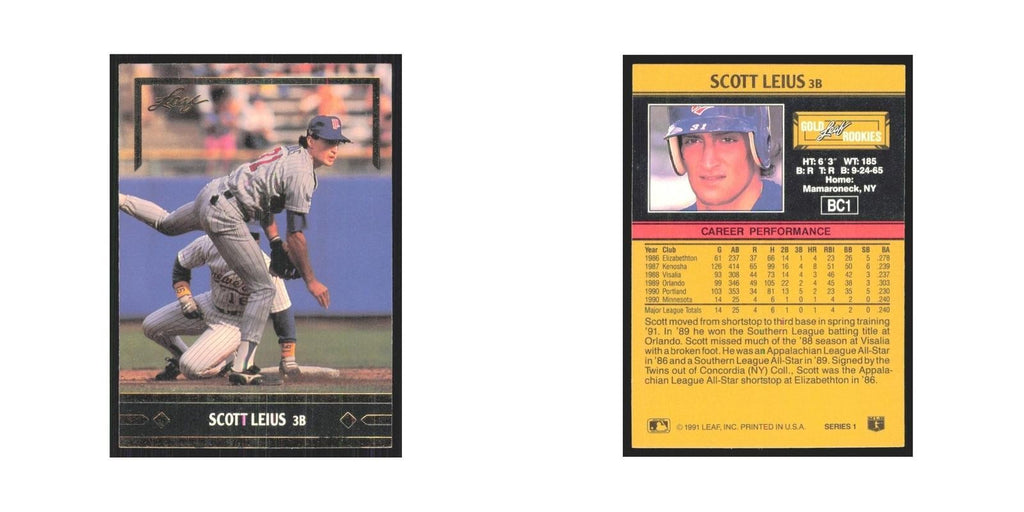 1991 Leaf Scott Leius RC Twins #BC1
