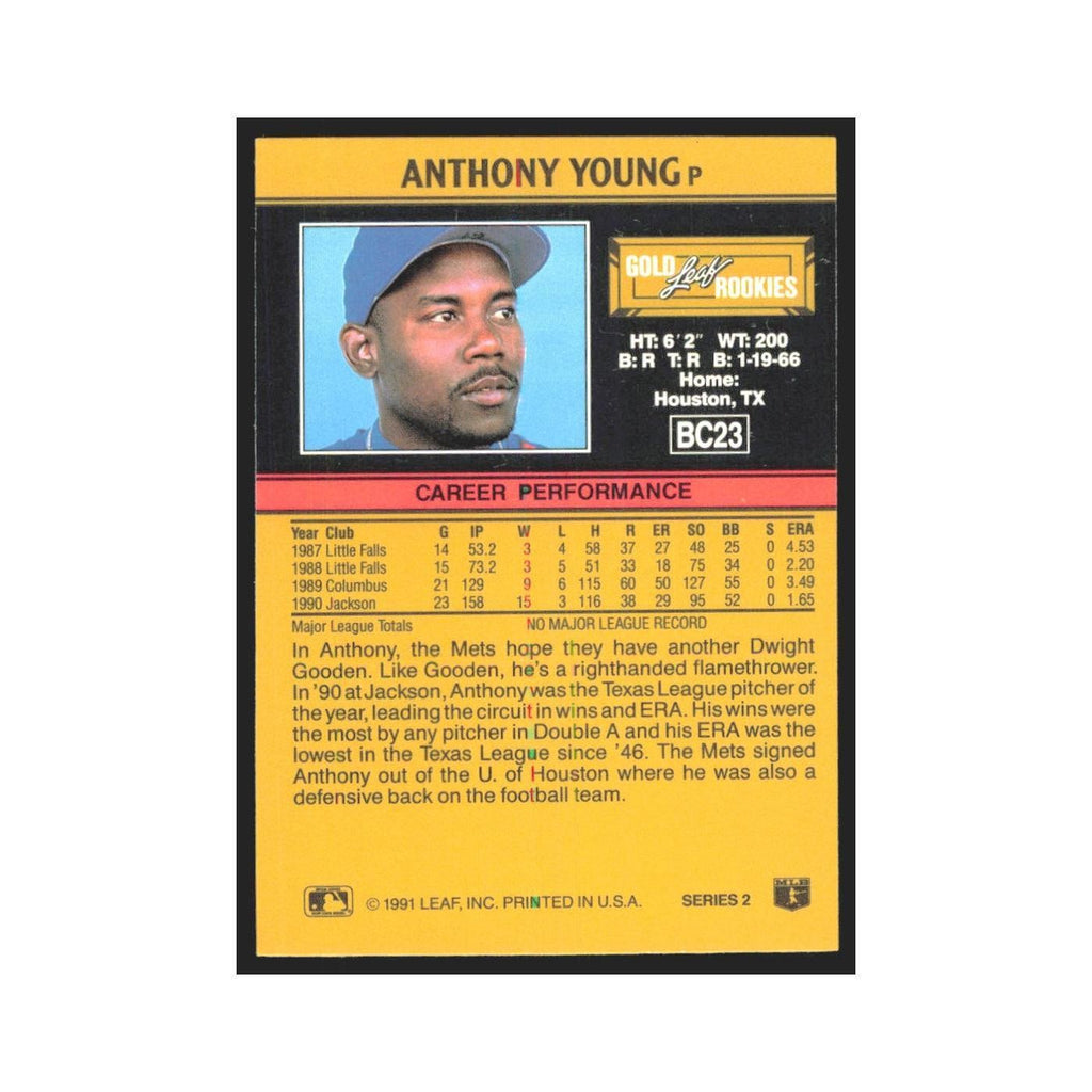 1991 Leaf Anthony Young RC Athletics #BC23