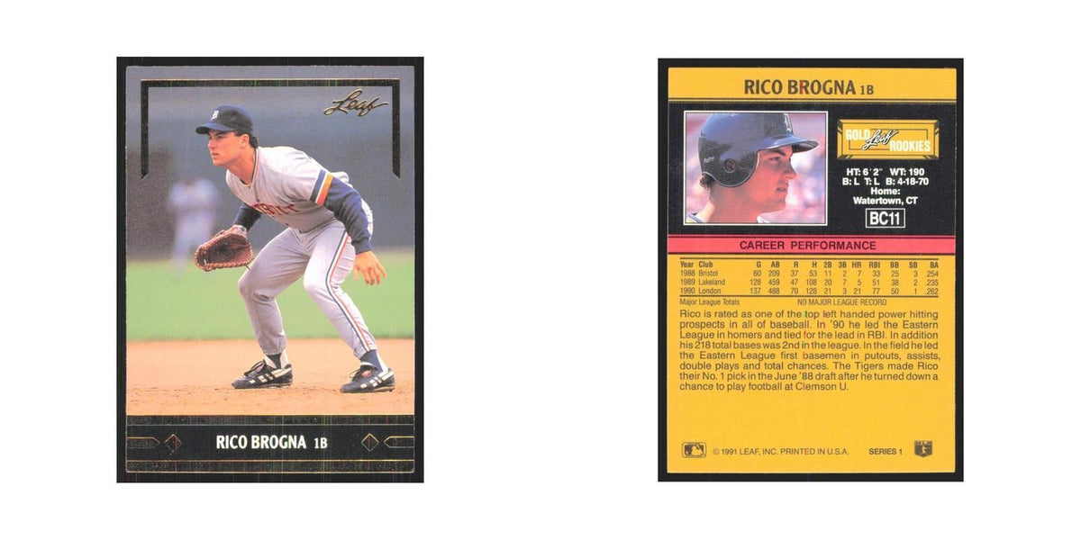 1991 Leaf Rico Brogna RC Tigers #BC11