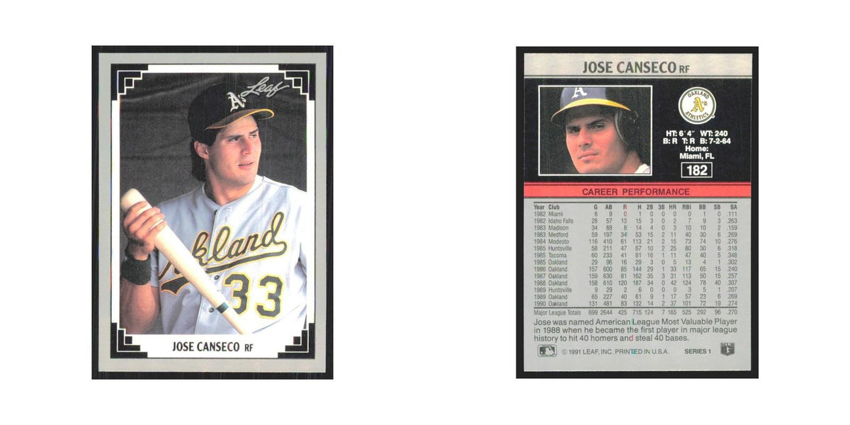 1991 Leaf Jose Canseco Athletics #182