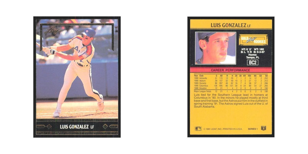 1991 Leaf Luis Gonzalez RC Astros #BC2