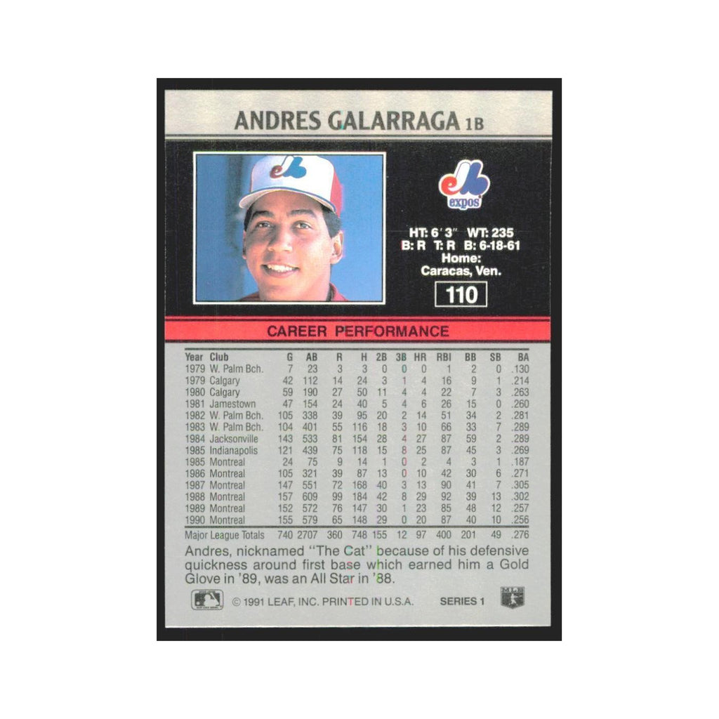1991 Leaf Andres Galarraga Montreal Expos #110
