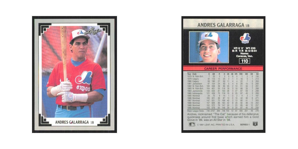 1991 Leaf Andres Galarraga Montreal Expos #110