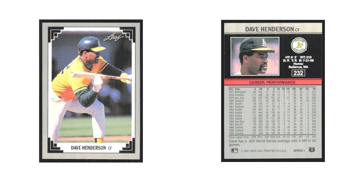 1991 Leaf Dave Henderson Athletics #232