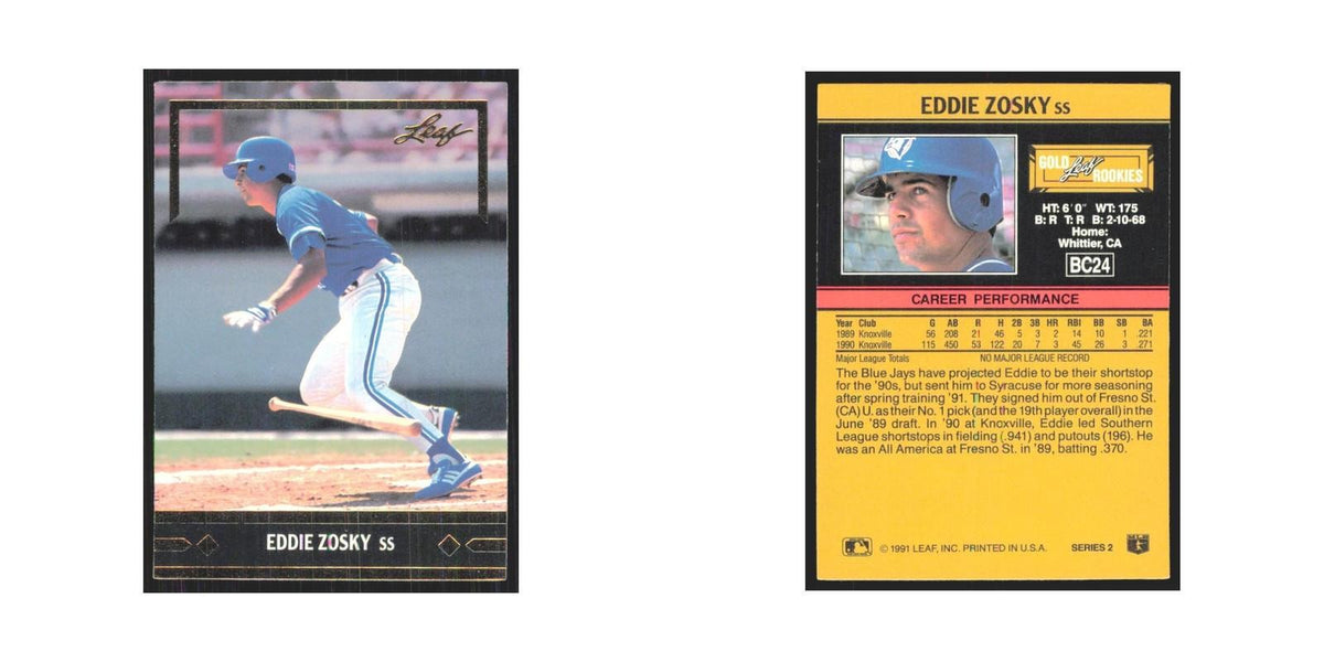 1991 Leaf Eddie Zosky RC Blue Jays #BC24