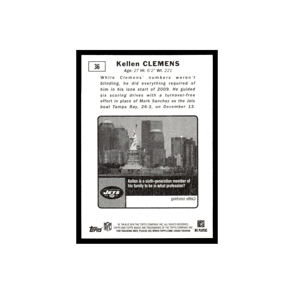 2010 Topps Magic Mini Kellen Clemens Jets #36