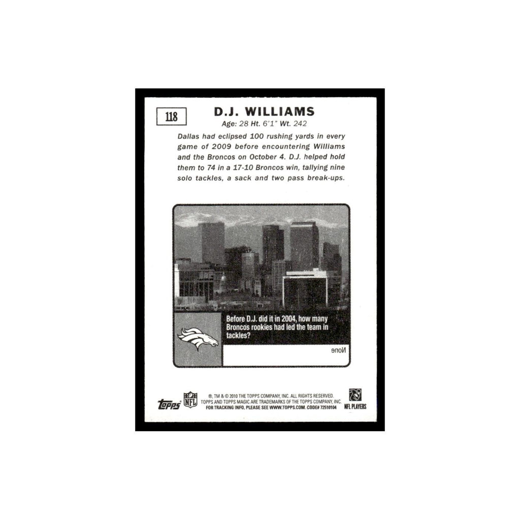 2010 Topps Magic Mini D.J. Williams Broncos #118