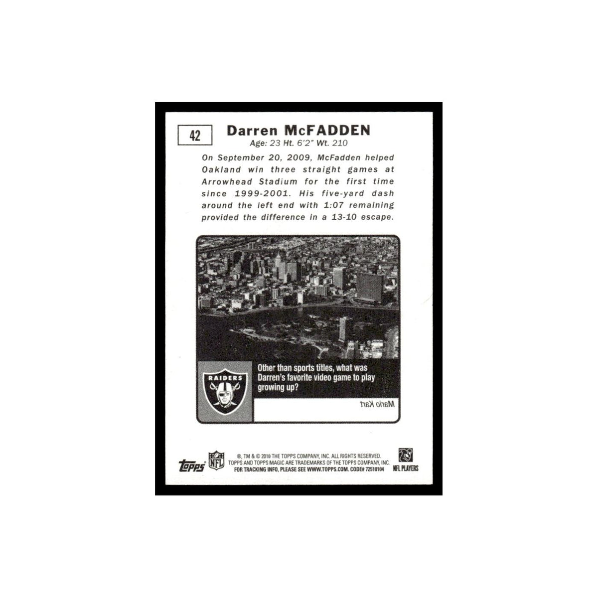 2010 Topps Magic Mini Darren McFadden Raiders #42