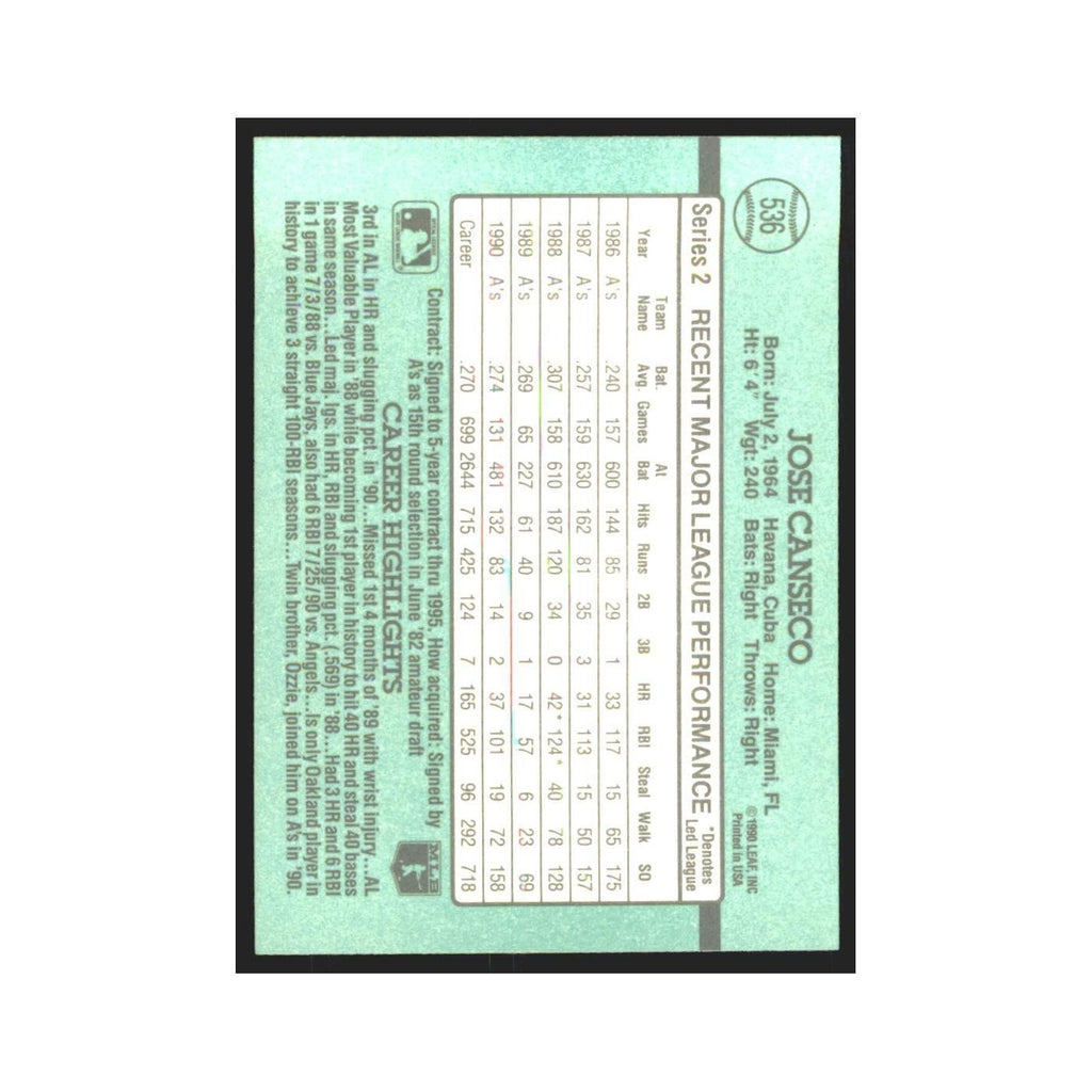 1991 Donruss Jose Canseco Athletics #536