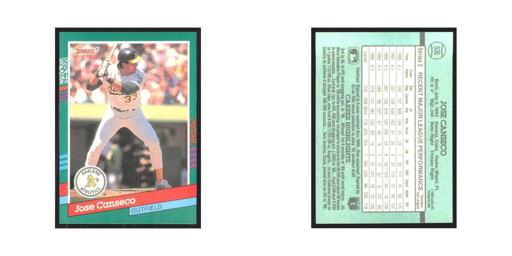 1991 Donruss Jose Canseco Athletics #536