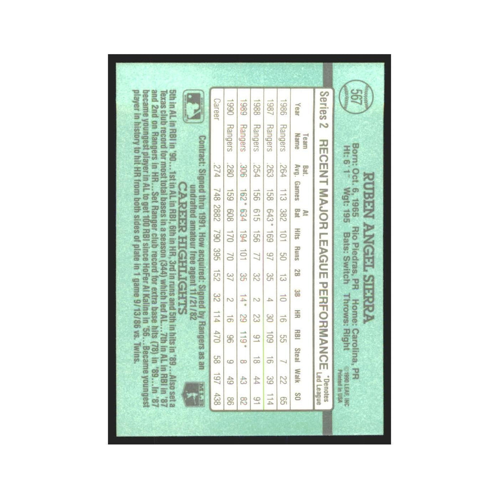 1991 Donruss Ruben Sierra Rangers #567