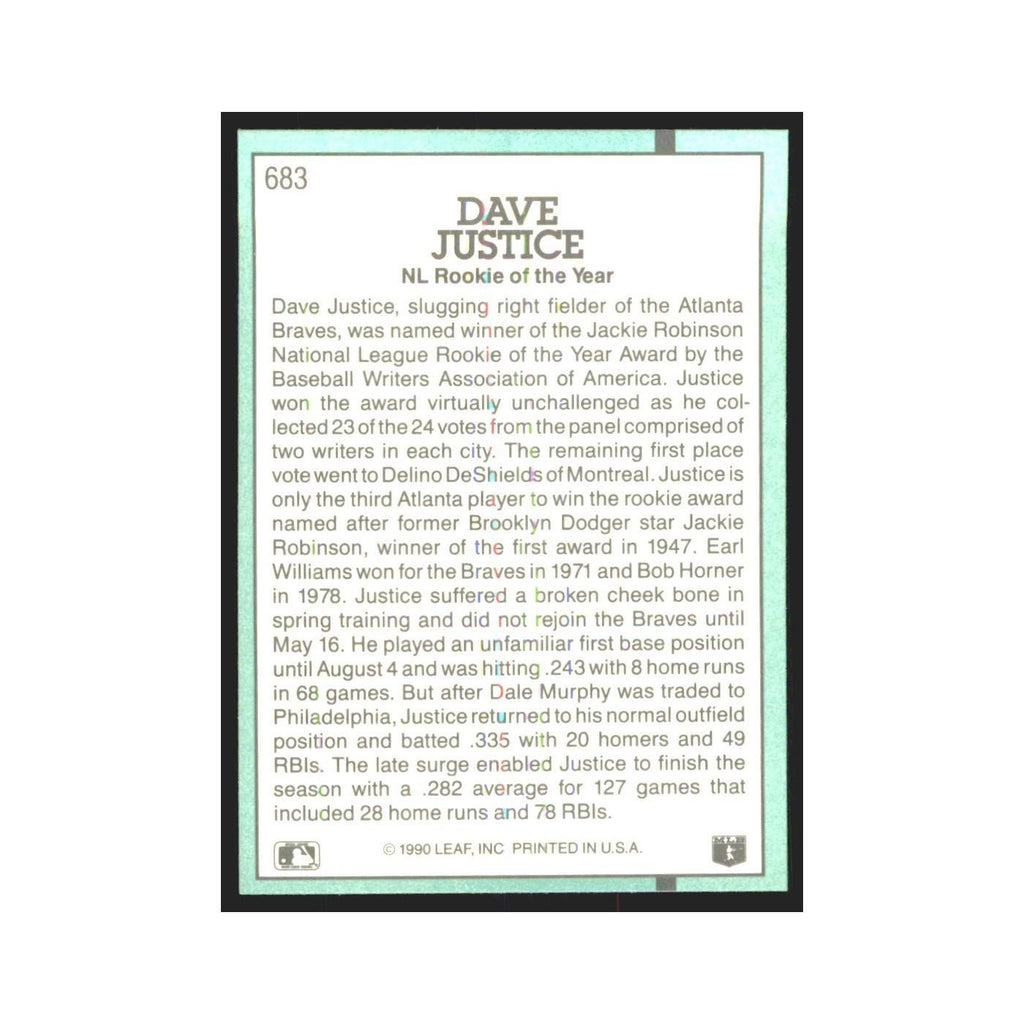 1991 Donruss Dave Justice Braves #683