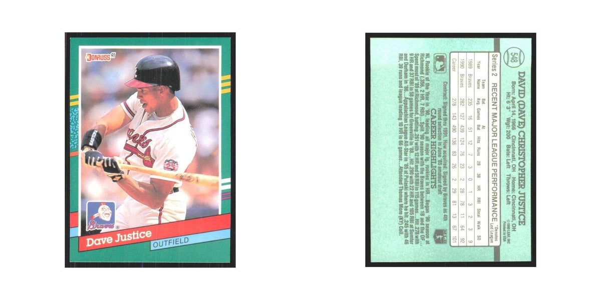 1991 Donruss Dave Justice Braves #548