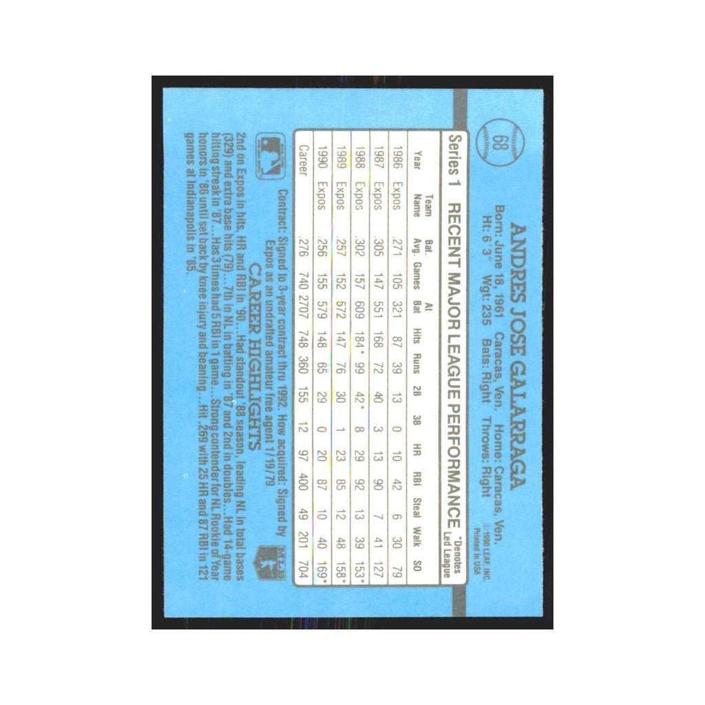 1991 Donruss Andres Galarraga Montreal Expos #68