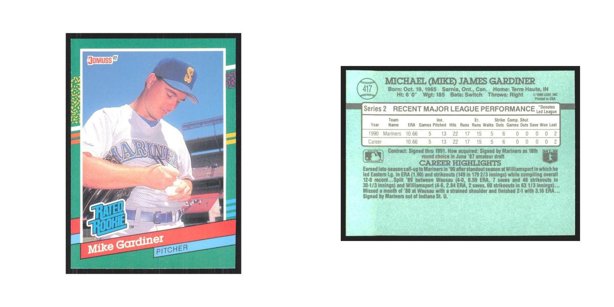 1991 Donruss Mike Gardiner RC Mariners #417