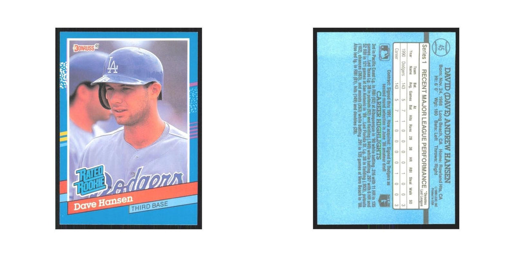 1991 Donruss Dave Hansen RC Dodgers #45