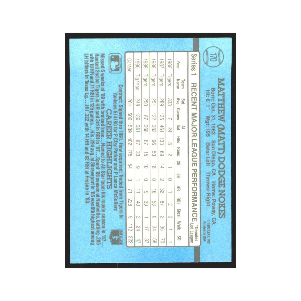 1991 Donruss Matt Nokes Yankees #170