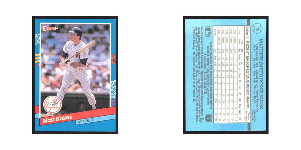 1991 Donruss Matt Nokes Yankees #170