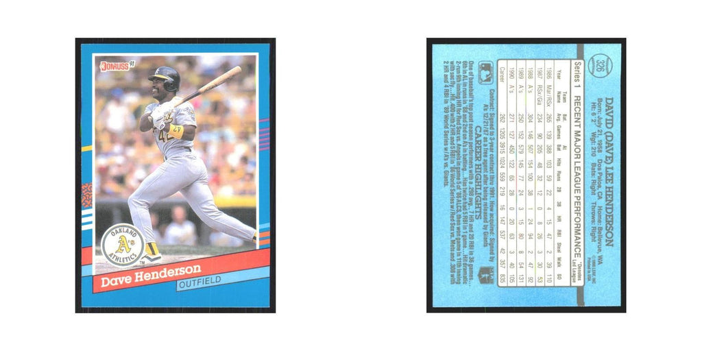 1991 Donruss Dave Henderson Athletics #326