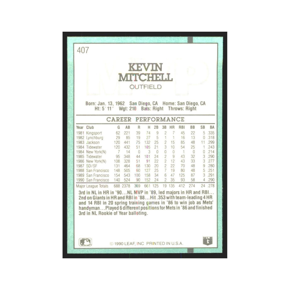 1991 Donruss Kevin Tapani Giants #407
