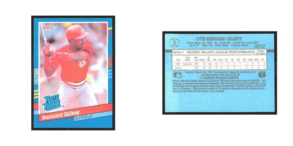 1991 Donruss Bernard Gilkey RC Cardinals #30