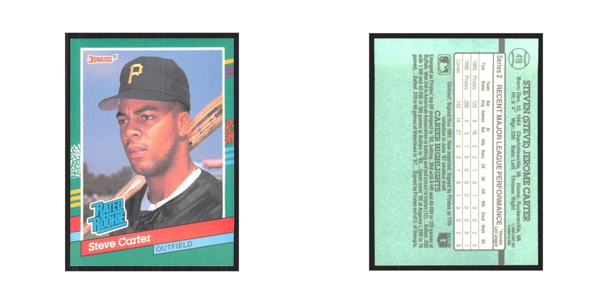 1991 Donruss Steve Carter RC Pirates #418