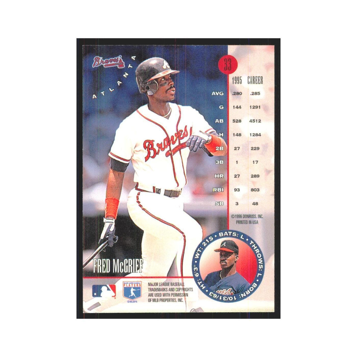 1996 Leaf Fred McGriff Braves #33