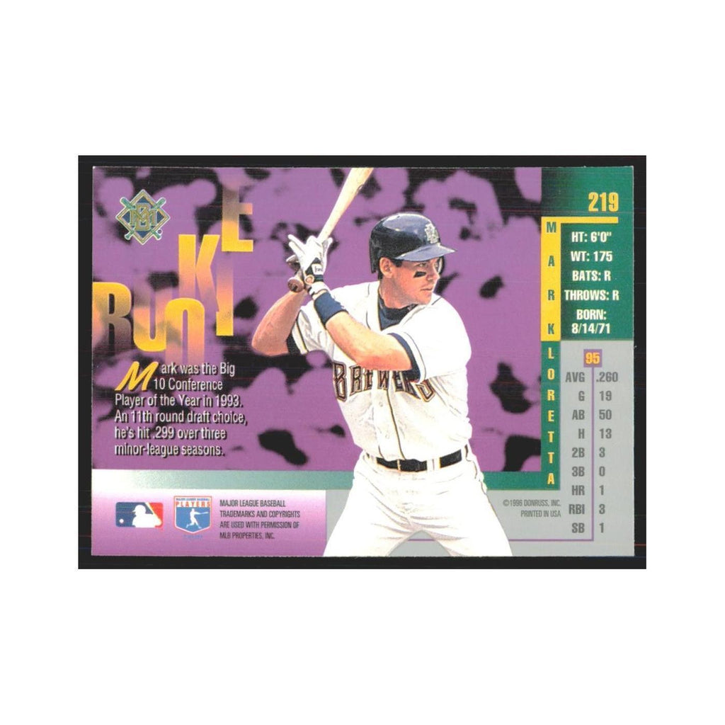 1996 Leaf Mark Loretta RC Brewers #219