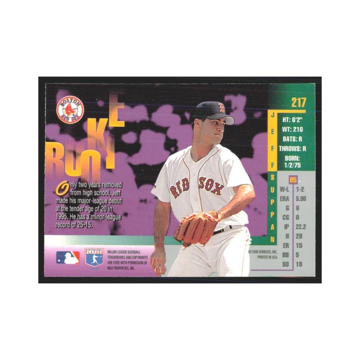 1996 Leaf Jeff Suppan RC Red Sox #217