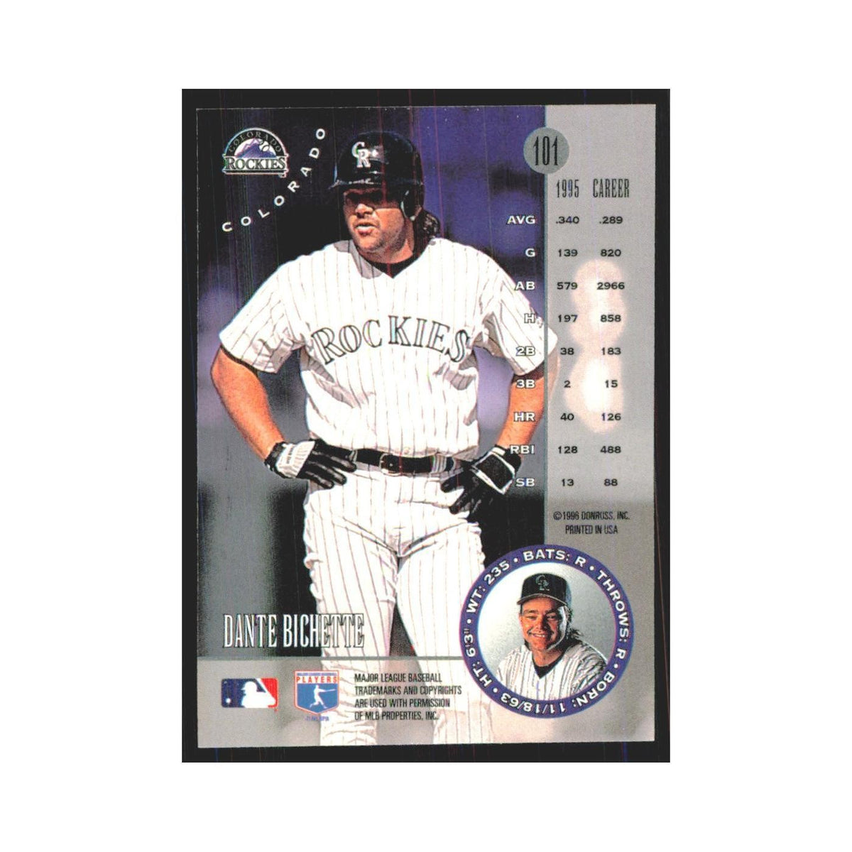 1996 Leaf Dante Bichette Rockies #101