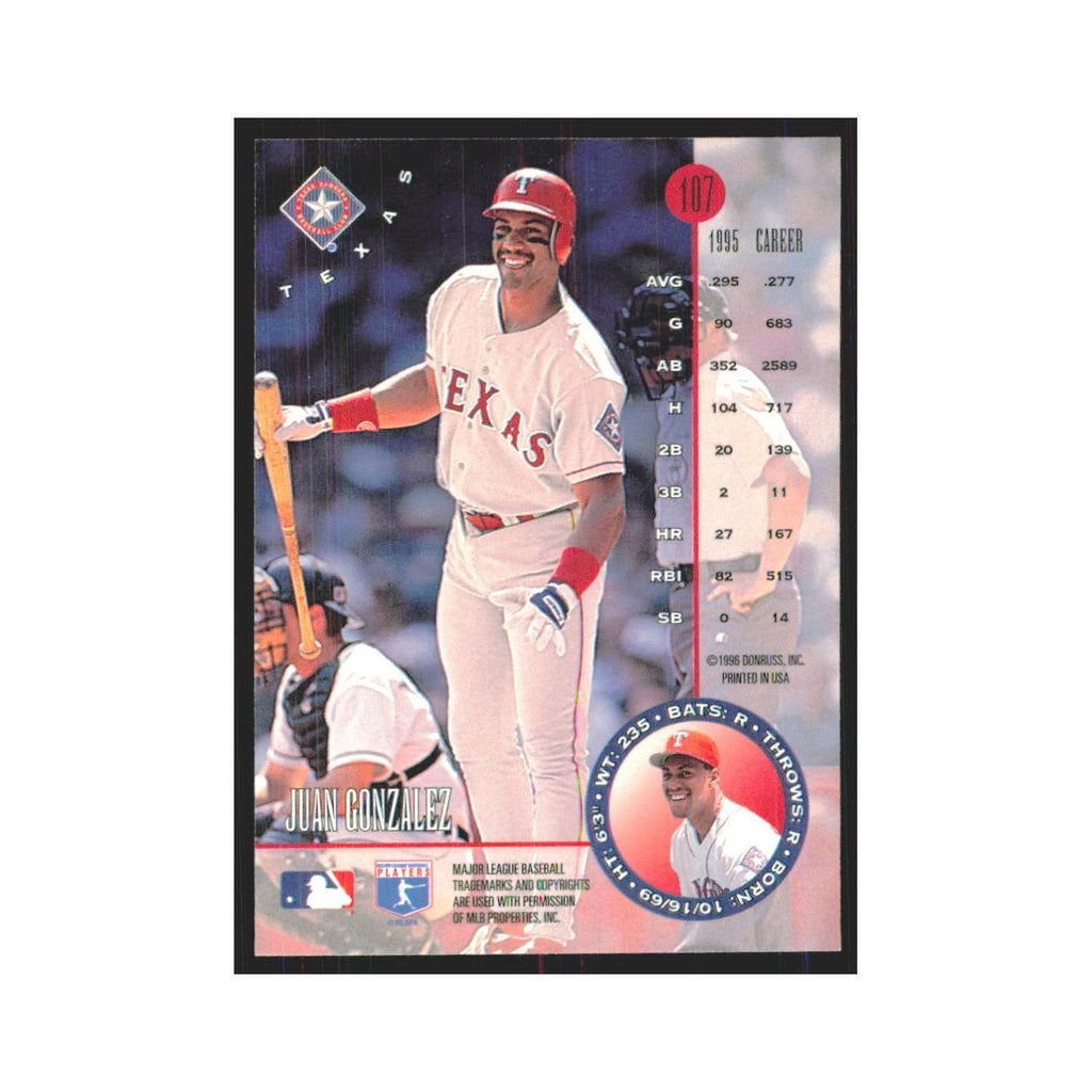 1996 Leaf Juan Gonzalez Rangers #107