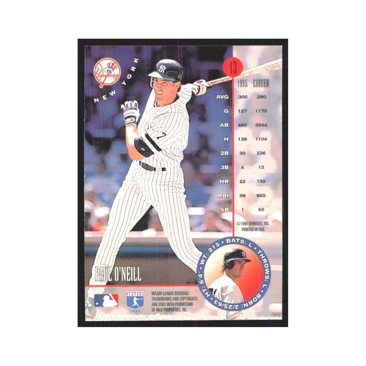 1996 Leaf Paul O'Neill Yankees #13