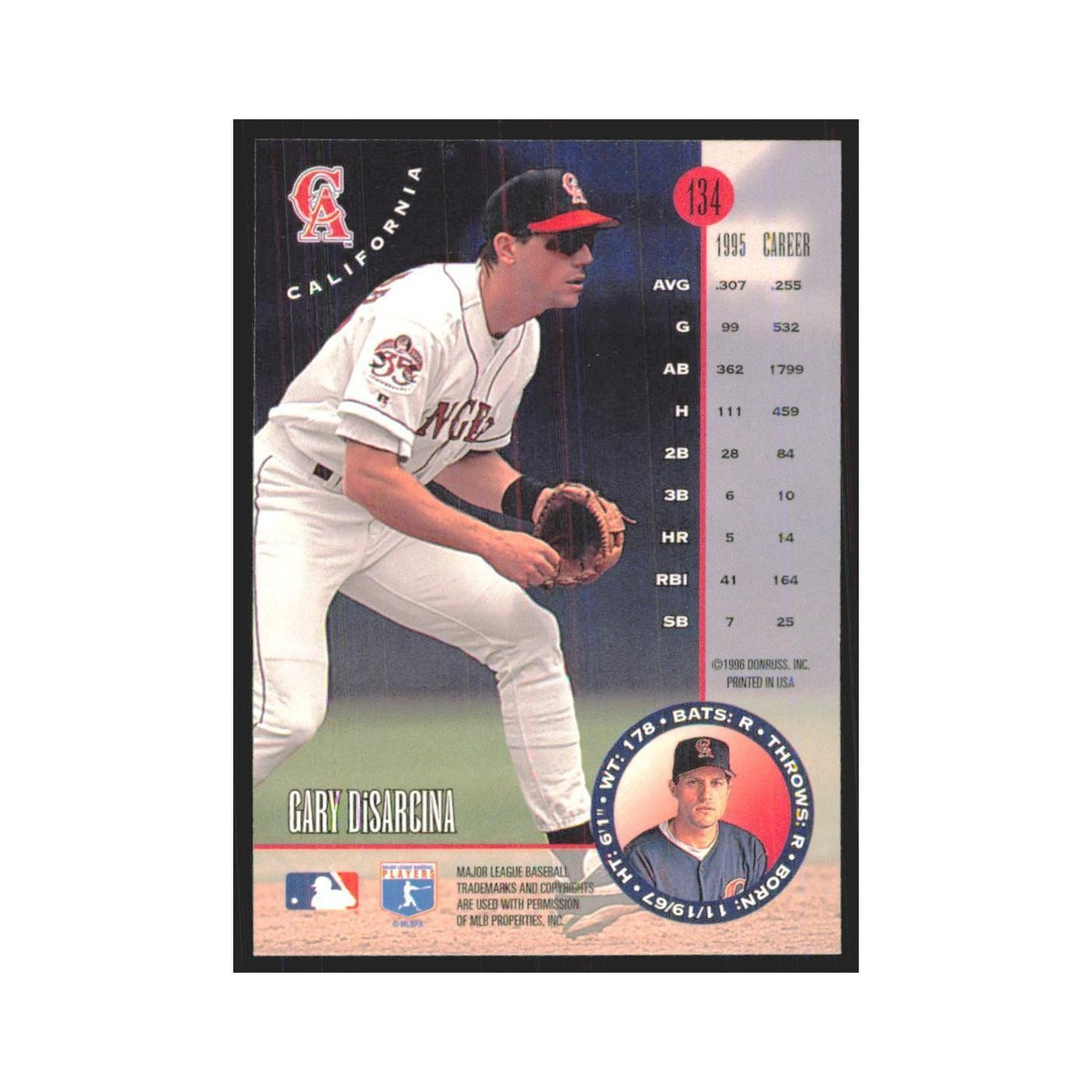 1996 Leaf Gary DiSarcina Angels #134